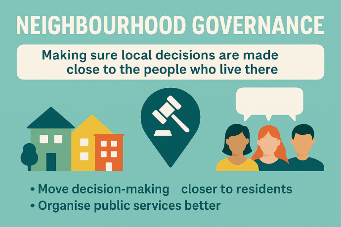 Decorative image showing how neighbourhood governance works